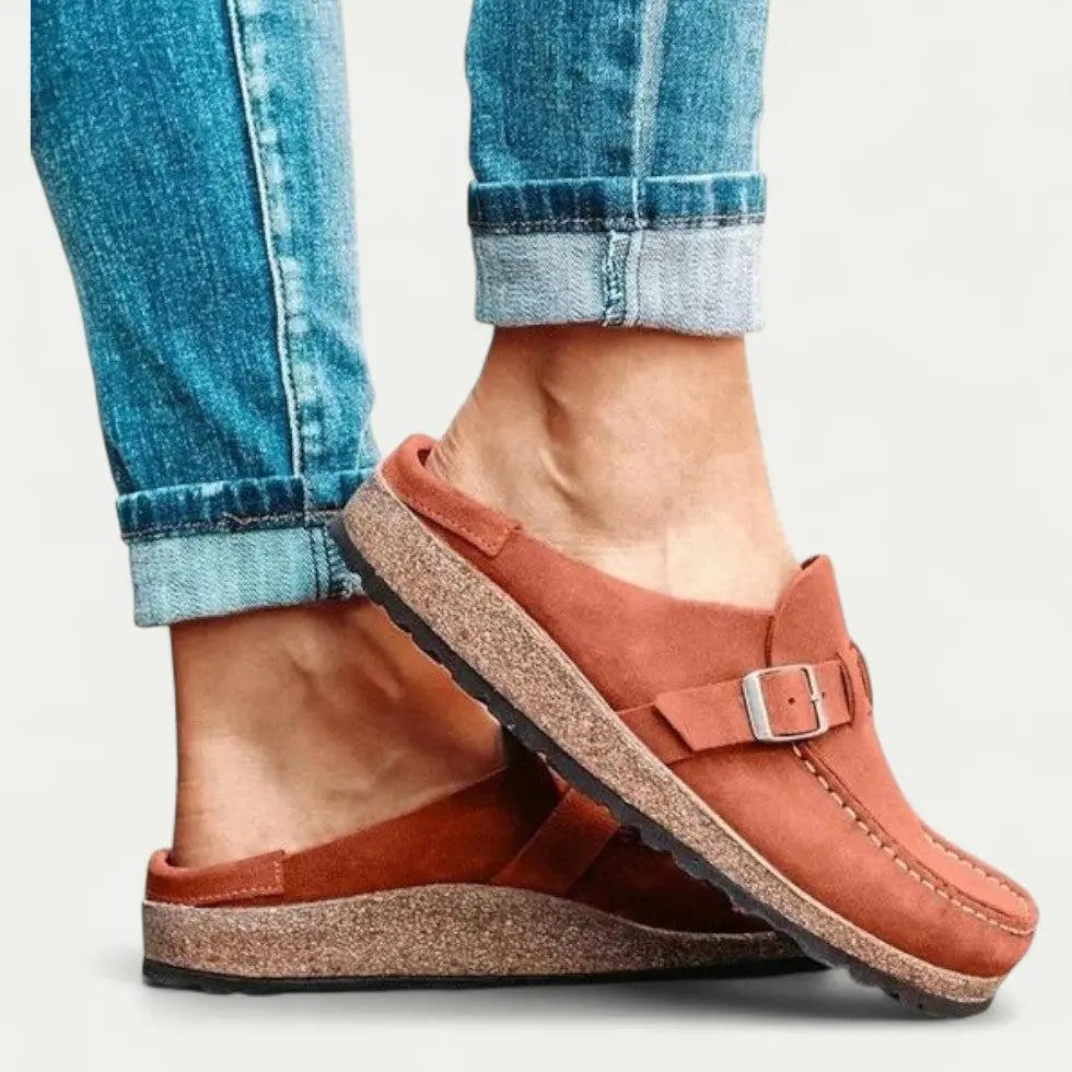 Damen Clogs | Premium Veloursleder & Ergonomische Kork-Laufsohle