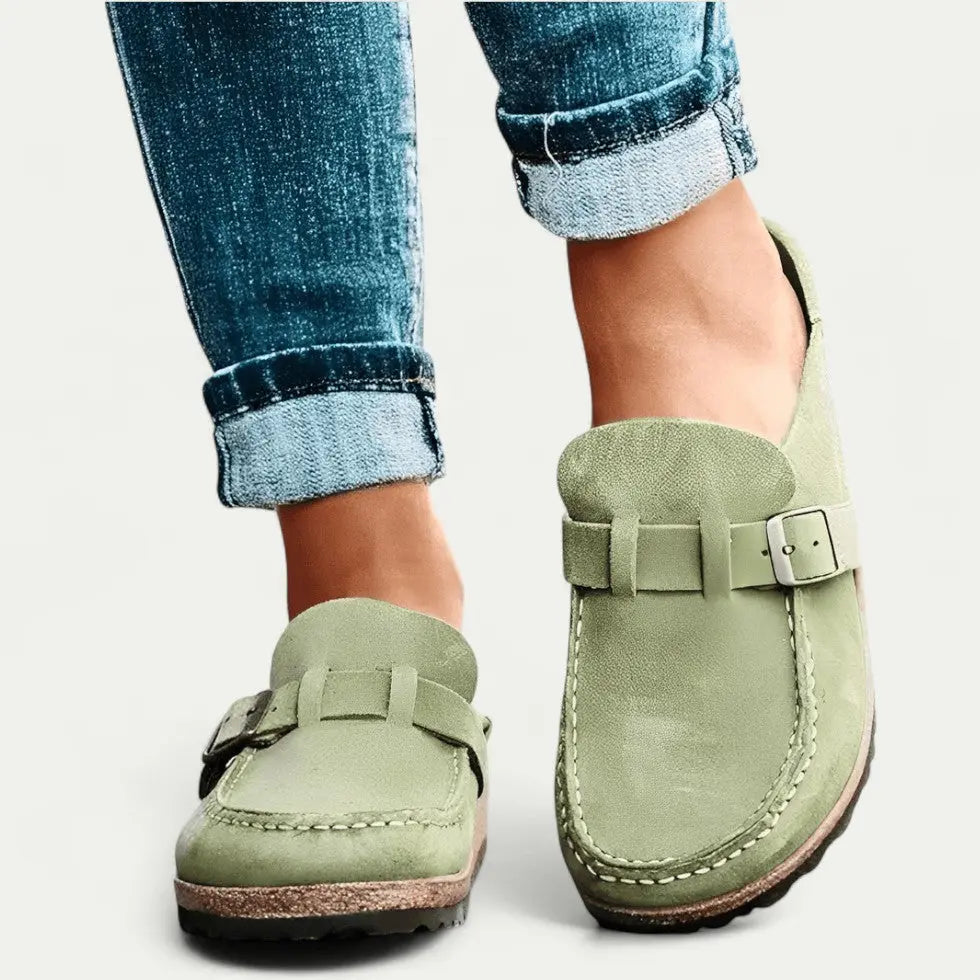 Damen Clogs | Premium Veloursleder & Ergonomische Kork-Laufsohle
