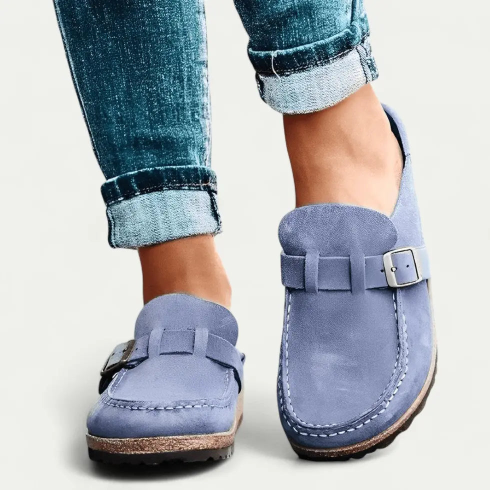 Damen Clogs | Premium Veloursleder & Ergonomische Kork-Laufsohle