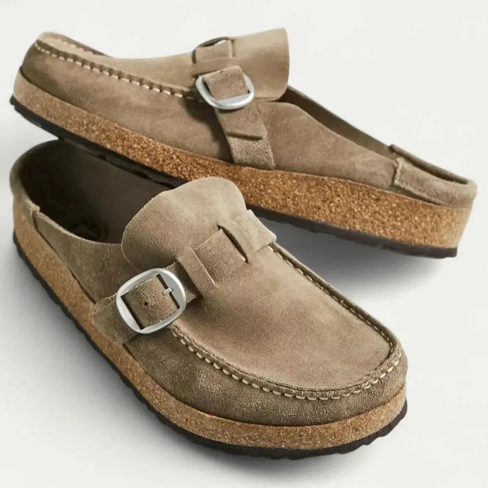 Damen Clogs | Premium Veloursleder & Ergonomische Kork-Laufsohle