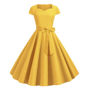 Women's Elegant Yellow Mid-Length Dress – Belle