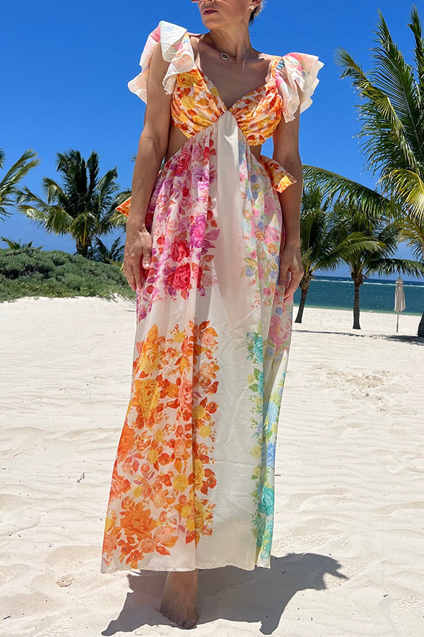 Damen Floral Sommer Maxi Kleid – Linne