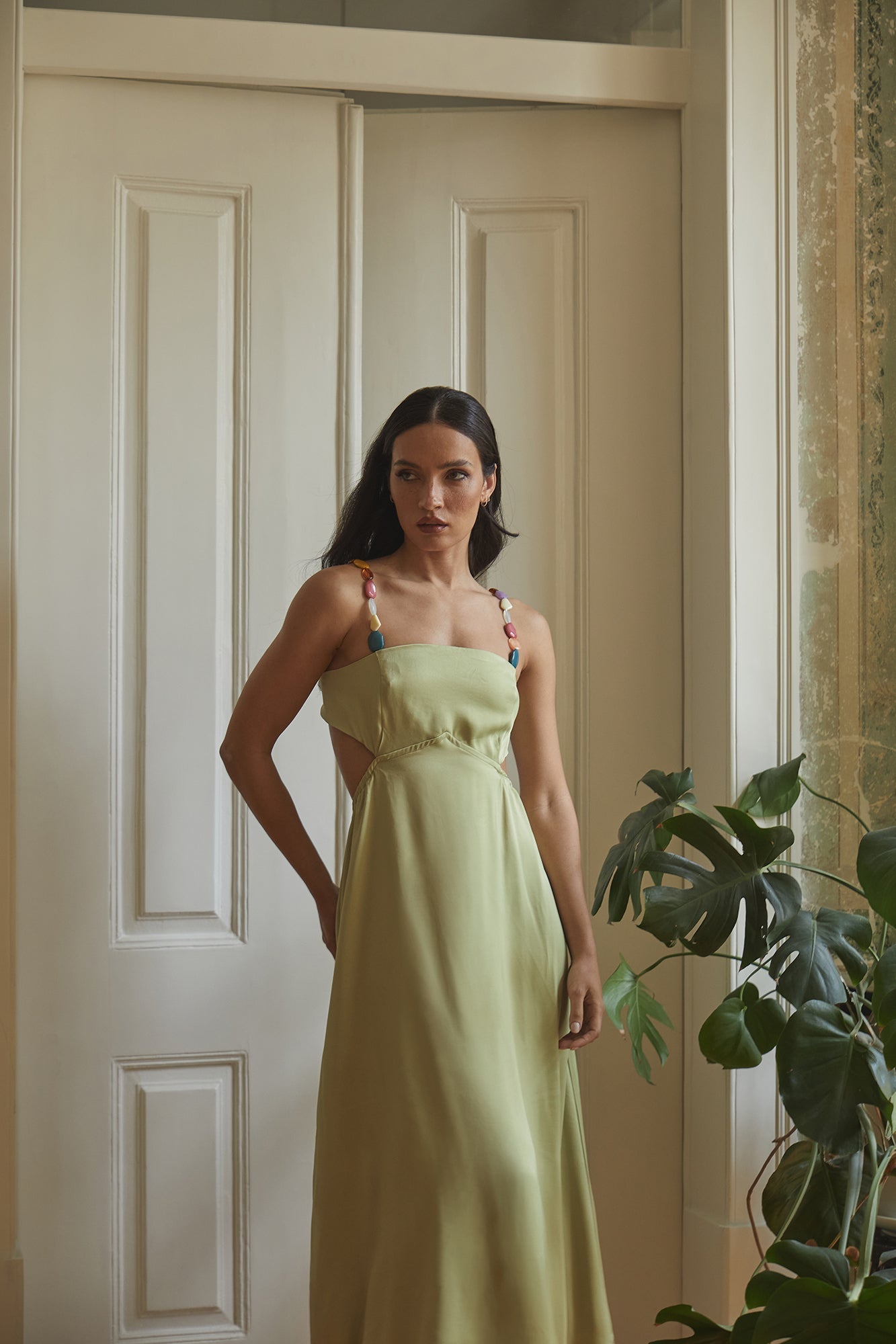 Damen Grün Strand Midi Kleid - Misty