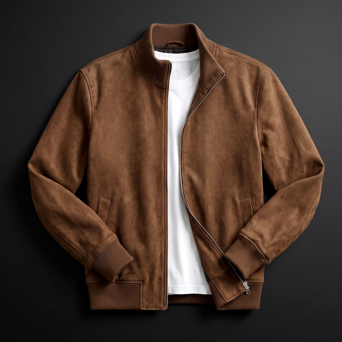 Damen Übergangsjacke Ribbed Kragen Reißverschluss Bündchen 1