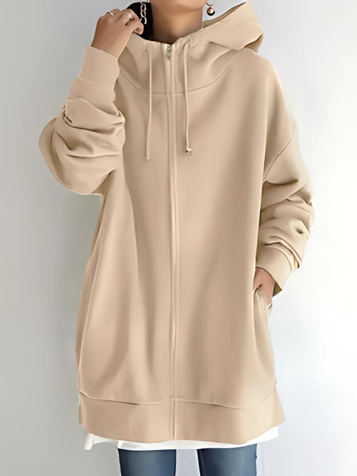 Zip-Hoodie Damen | Kordelzug & Seitentaschen 3