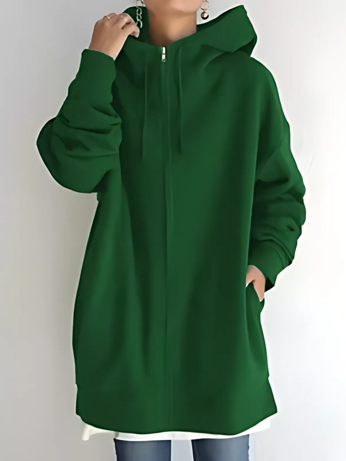 Zip-Hoodie Damen | Kordelzug & Seitentaschen 4