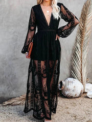 Dame Langermet Boho Blonde Maxikjole - Emilia