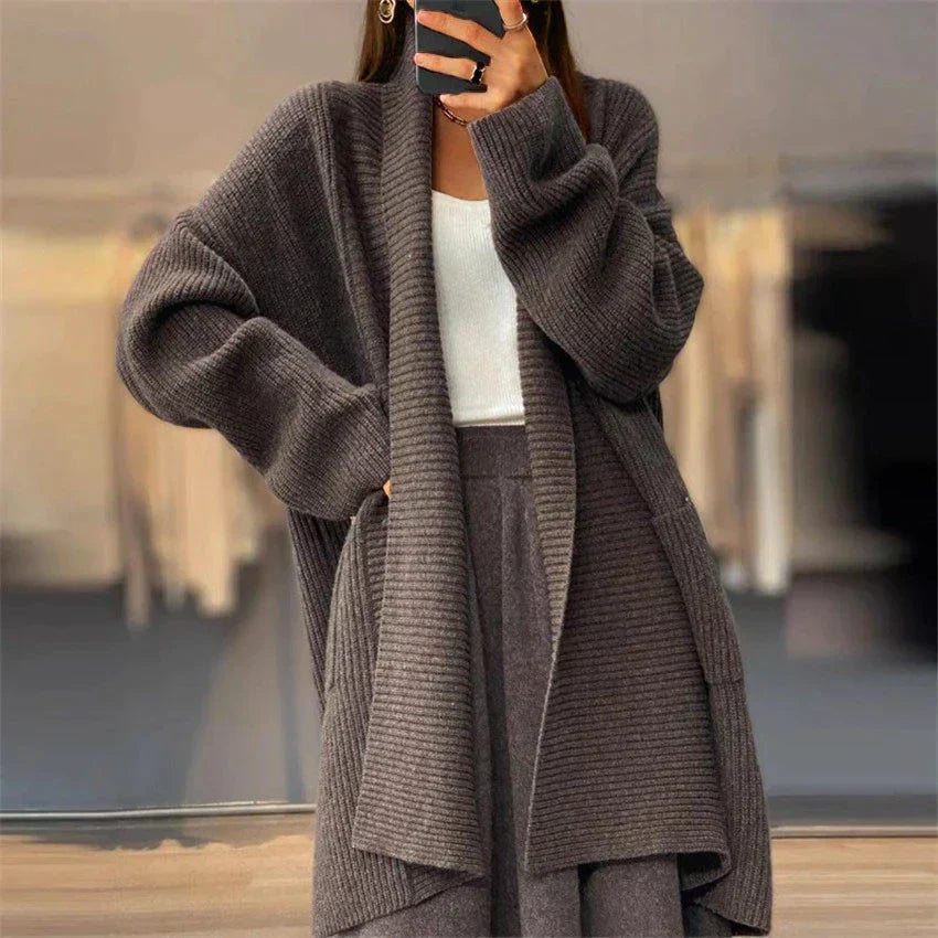 Damen Lange Strickjacke | Warme