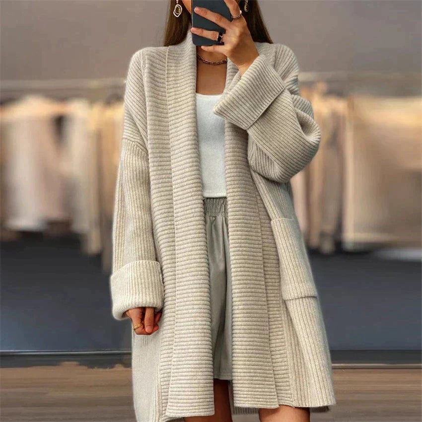Damen Lange Strickjacke | Warme