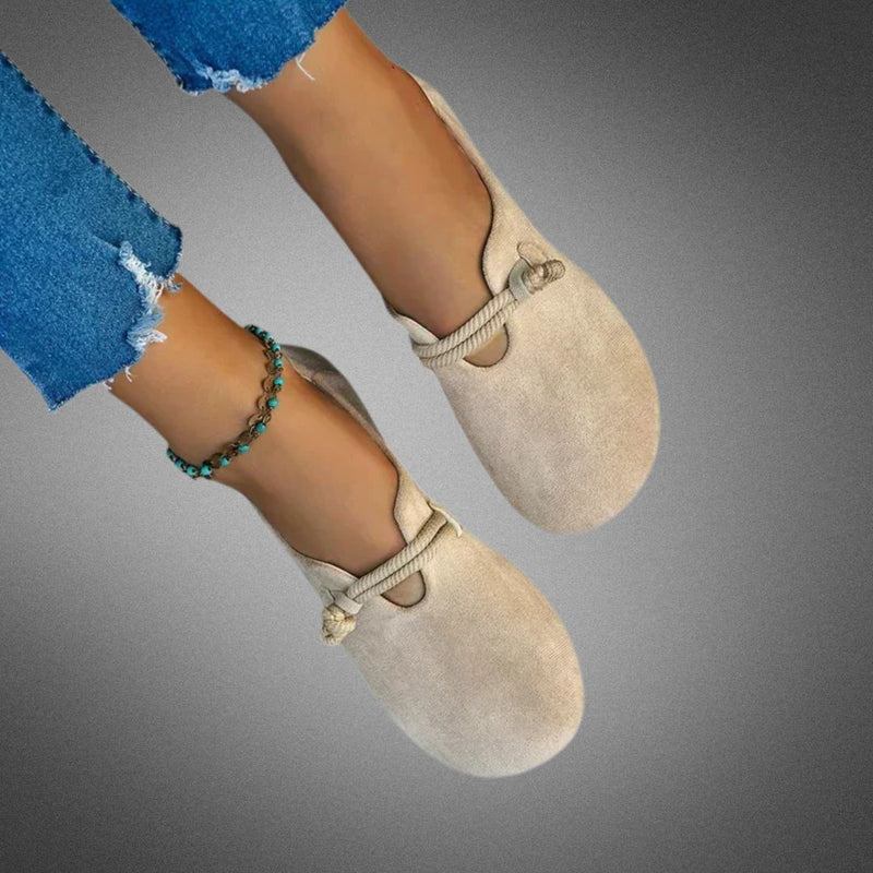 Damen Loafer runde Zehenkappe flache Sohle Slip-on mit Riemendetail