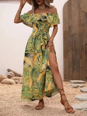 Robe maxi florale épaules dénudées pour femmes - Amelie