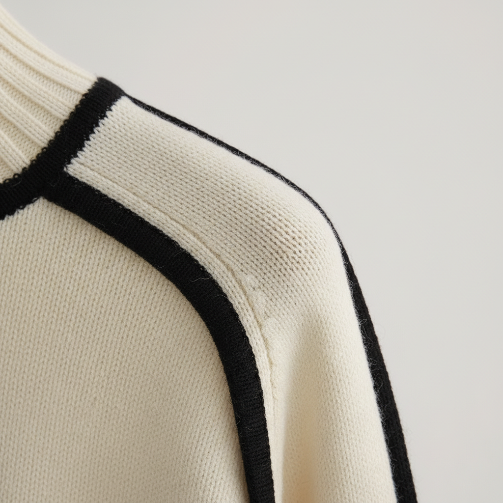 Damen Rollkragen Strickpullover Kontrastdetails Ärmel 3