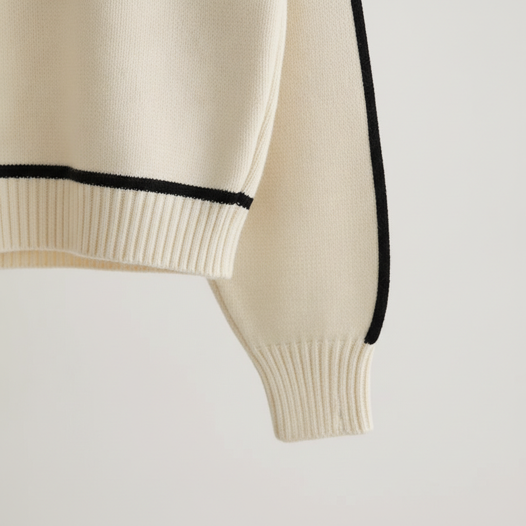 Damen Rollkragen Strickpullover Kontrastdetails Ärmel 4