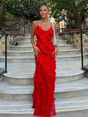 Vestido maxi de verano con volantes para mujer - Zoe