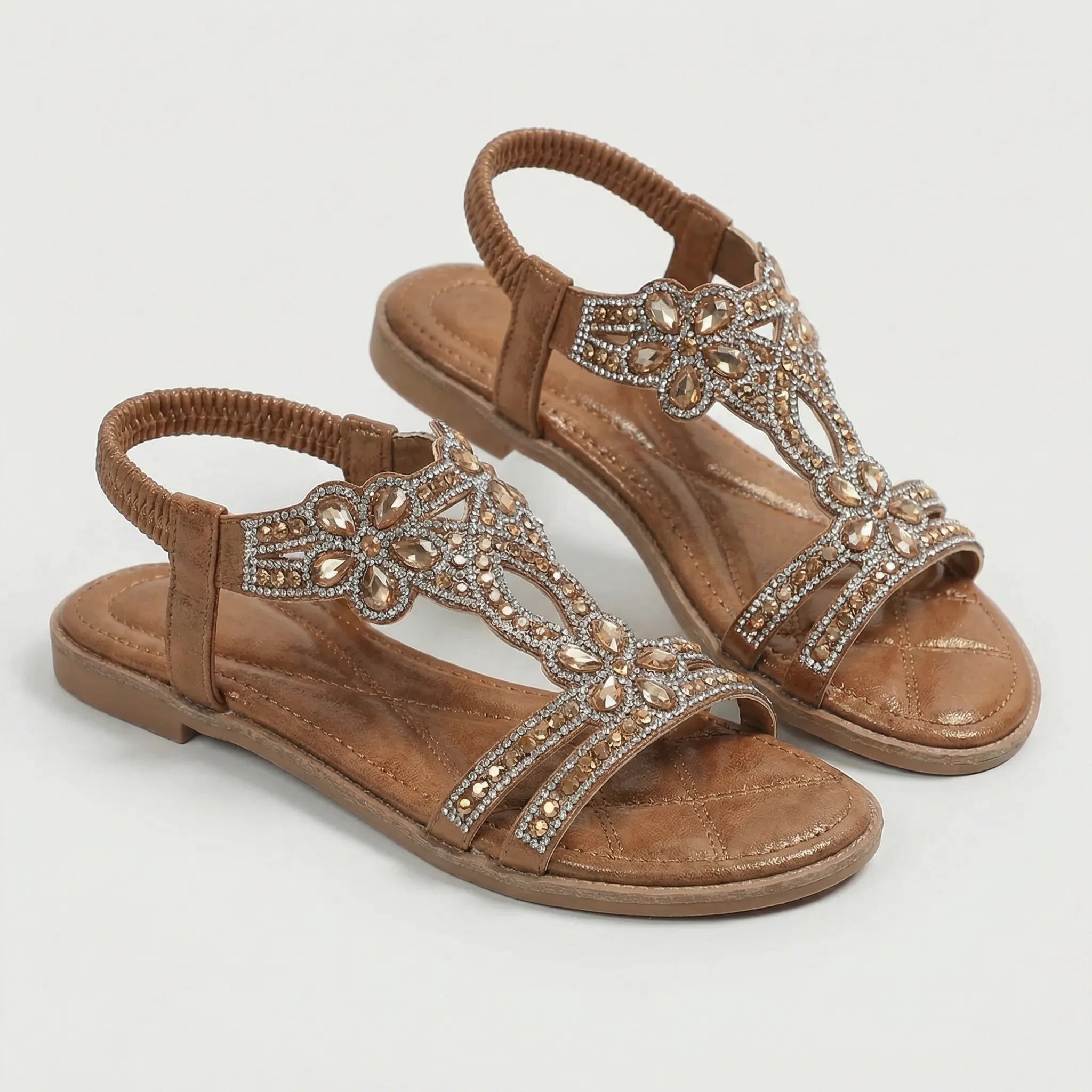 Damen Sandalen | Funkelnde Zierdetails & bequemer Riemen-Halt