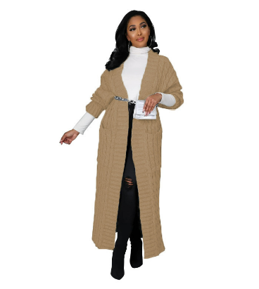 Damen Strick Lange Strickjacke | Warme