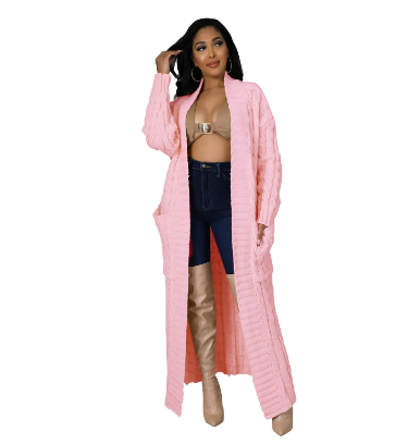 Damen Strick Lange Strickjacke | Warme