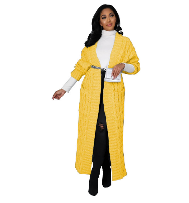 Damen Strick Lange Strickjacke | Warme