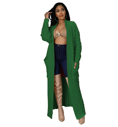 Damen Strick Lange Strickjacke | Warme