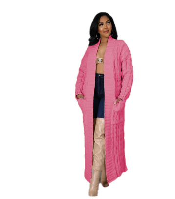 Damen Strick Lange Strickjacke | Warme