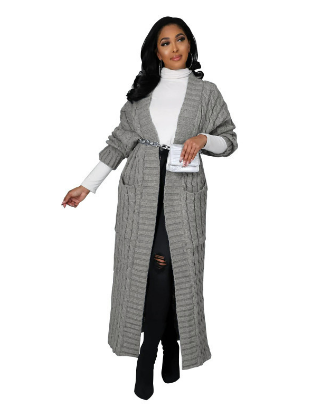 Damen Strick Lange Strickjacke | Warme