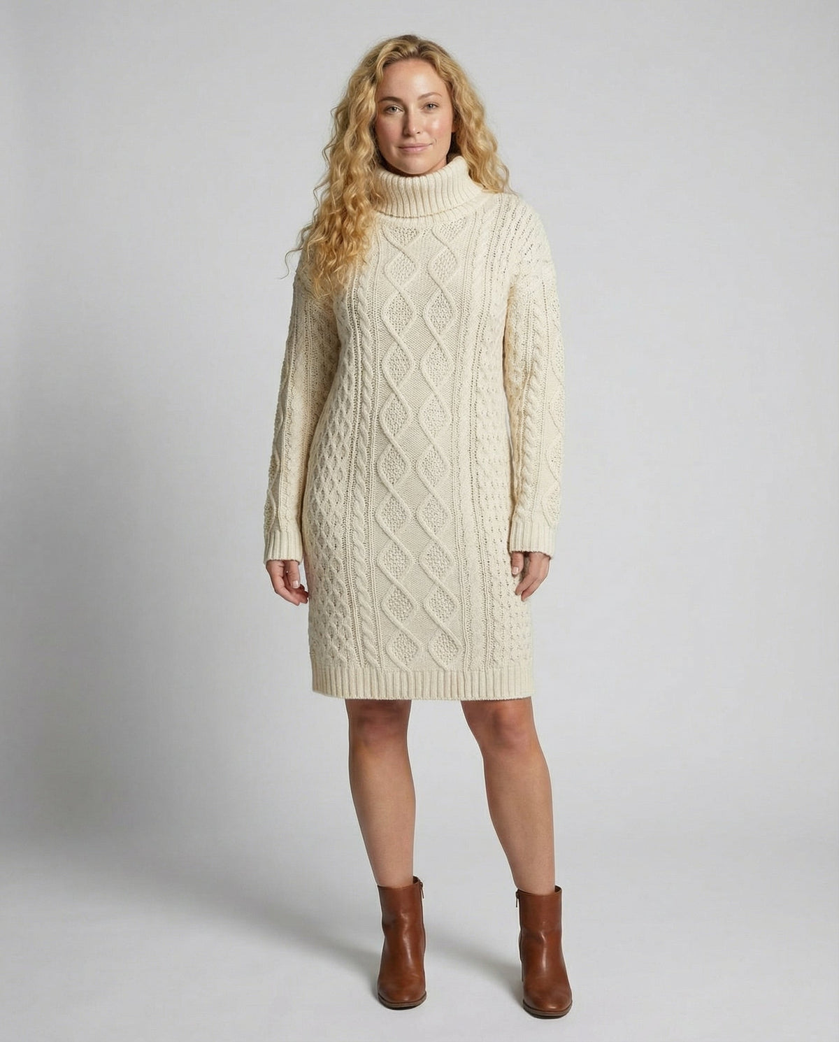 Damen Strickkleid Rundhals Langarm Figurbetont Herbst Winter 2
