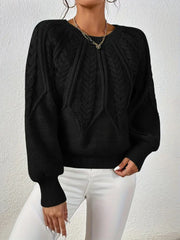 Maglione da donna a trecce, girocollo, oversize, con maniche a palloncino