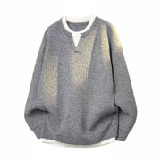 Jersey de punto para mujer de manga larga, tejido texturizado y holgado, con puños acanalados