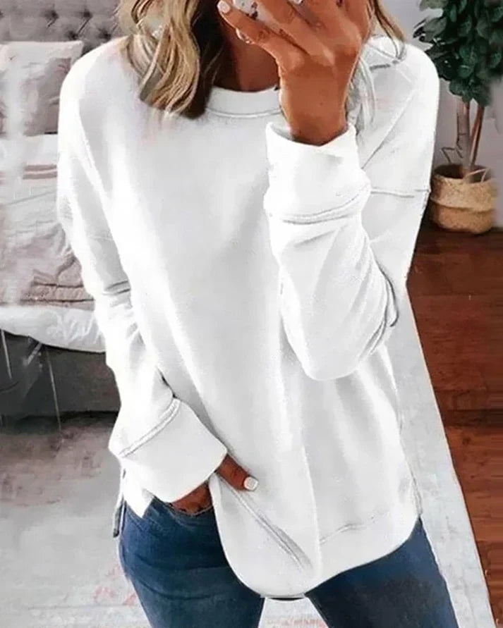Damen Sweatshirt Daumenlöcher Oversized Pullover Rundhals Langarm 2