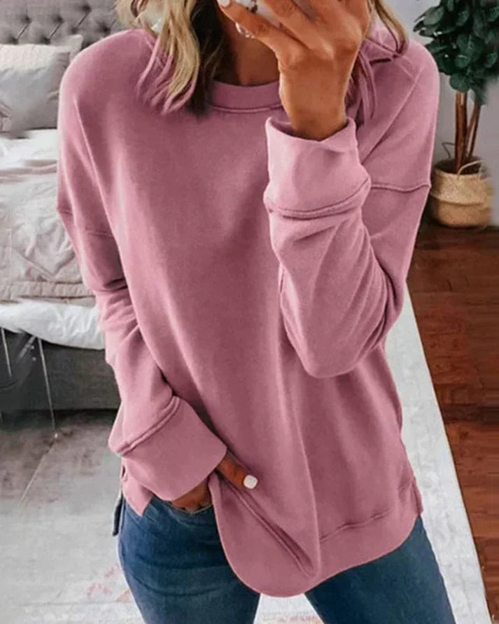 Damen Sweatshirt Daumenlöcher Oversized Pullover Rundhals Langarm 3