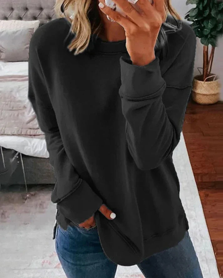Damen Sweatshirt Daumenlöcher Oversized Pullover Rundhals Langarm 6