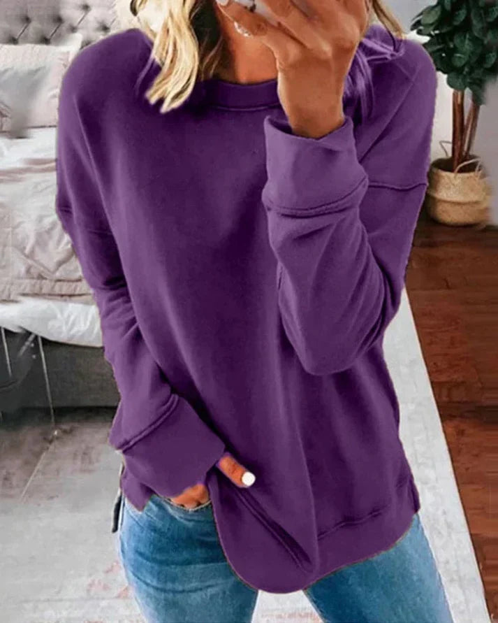 Damen Sweatshirt Daumenlöcher Oversized Pullover Rundhals Langarm 7