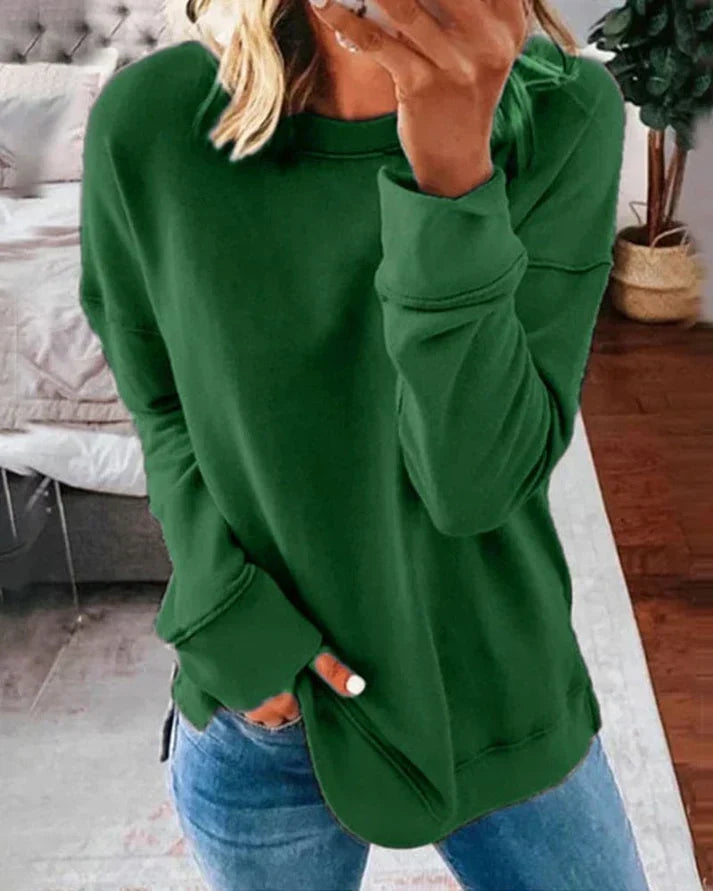 Damen Sweatshirt Daumenlöcher Oversized Pullover Rundhals Langarm 8