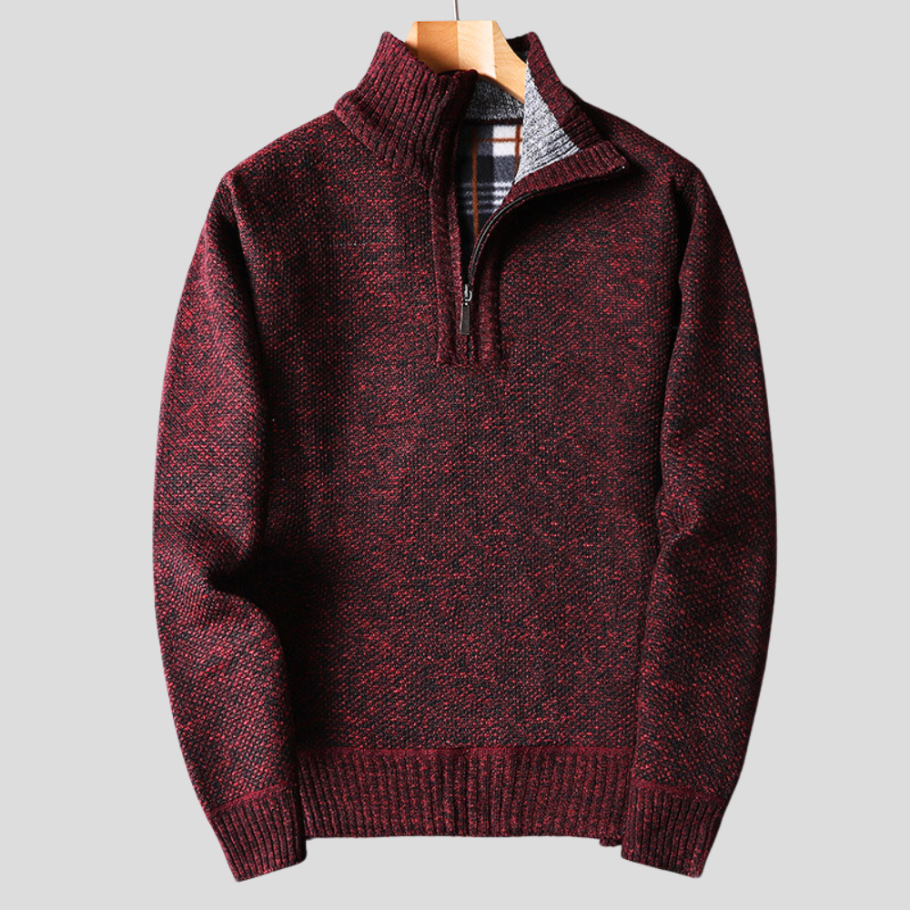 Damen Quarter-Zip Strickpullover Rippbündchen Ärmel Saum 4