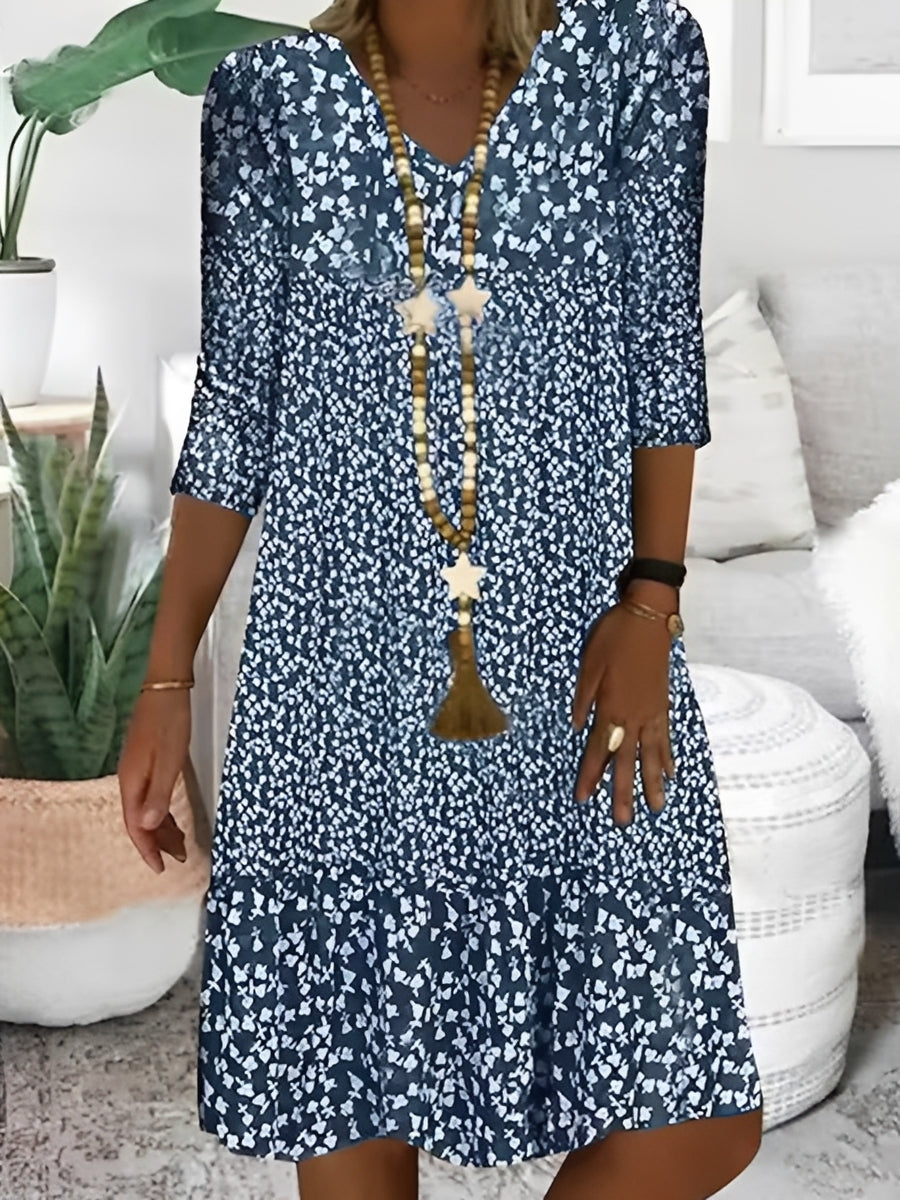 Damen Kleid – Locker geschnittenes Kleid mit V-Ausschnitt für Alltag & Sommer 0