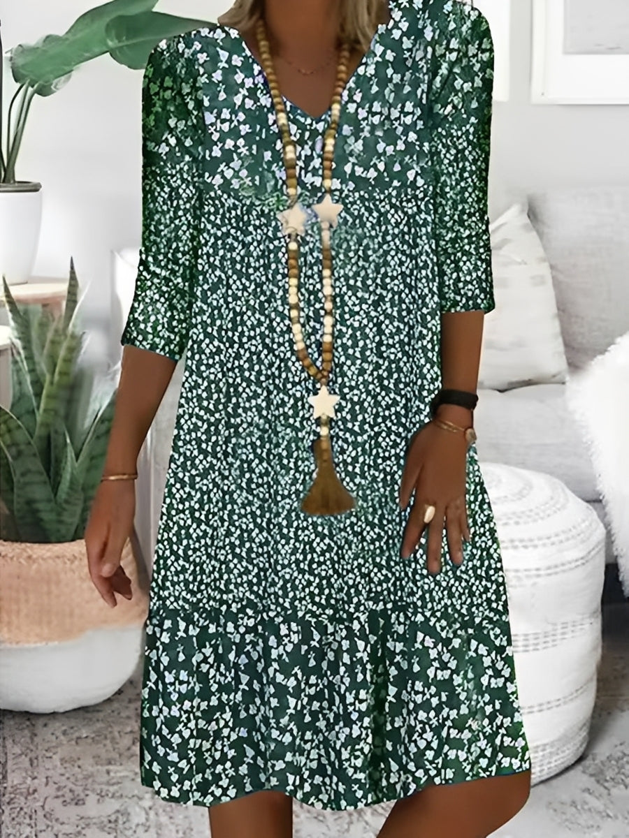 Damen Kleid – Locker geschnittenes Kleid mit V-Ausschnitt für Alltag & Sommer 2