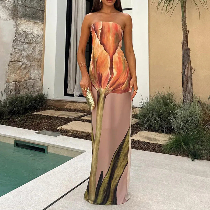 Damen Maxi-Kleid im modernen Kunststil Drune 10
