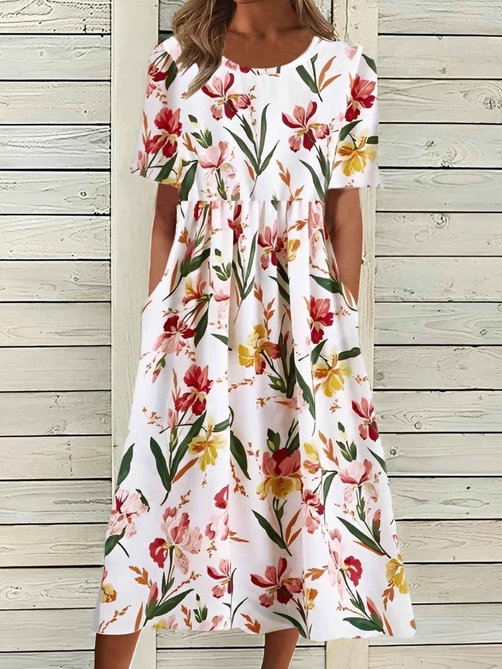 Damen Midikleid – Elegantes Kleid mit floralem Design und fließender Passform 5