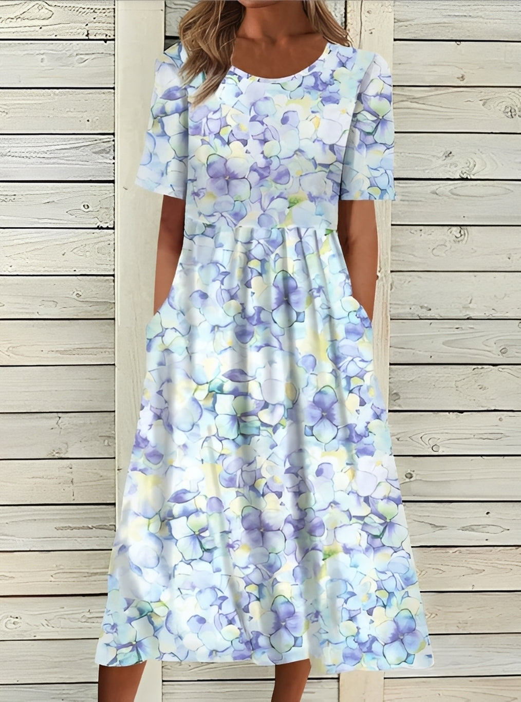 Damen Midikleid – Elegantes Kleid mit floralem Design und fließender Passform 6