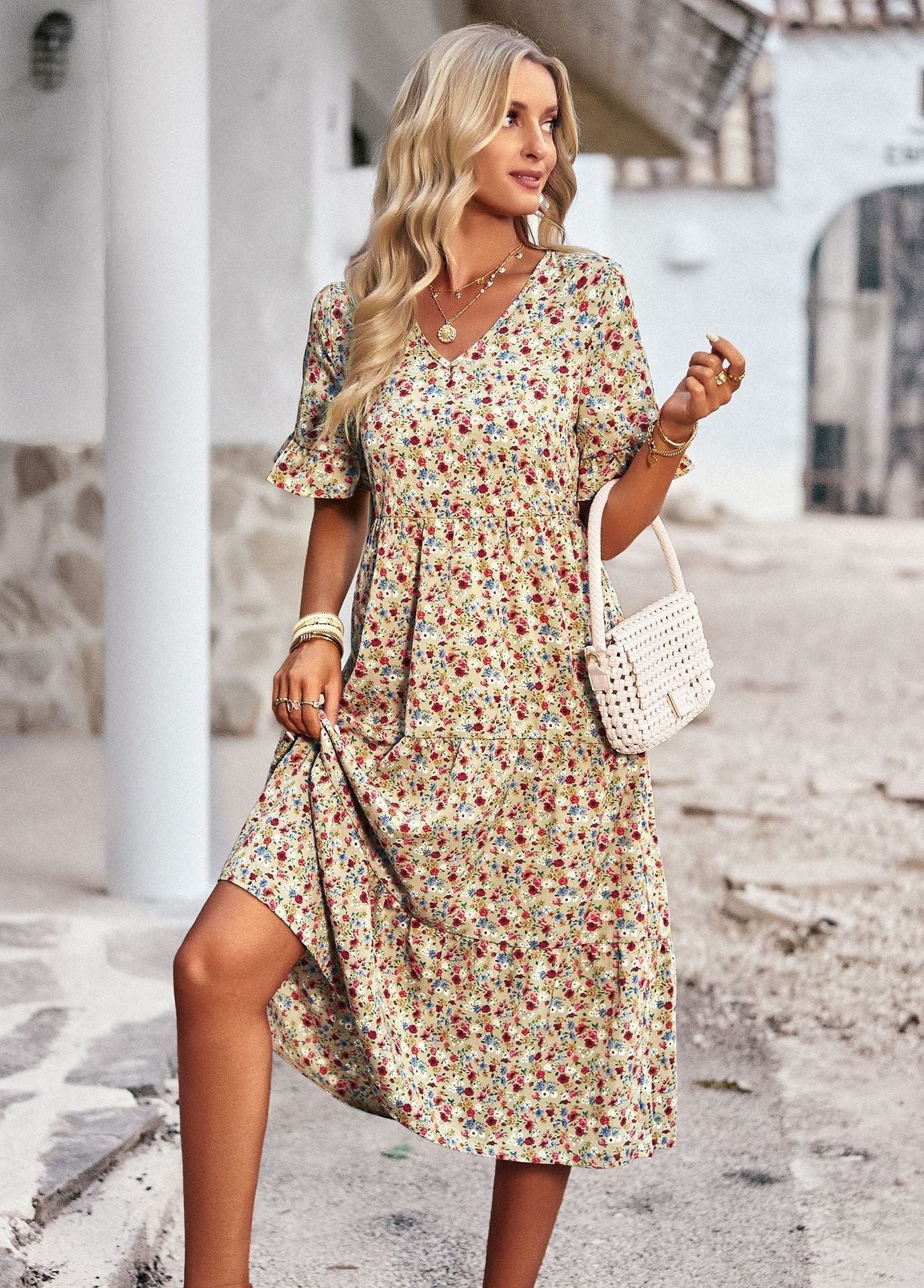 Damen Midikleid – Florales Kleid mit bequemer Passform 0