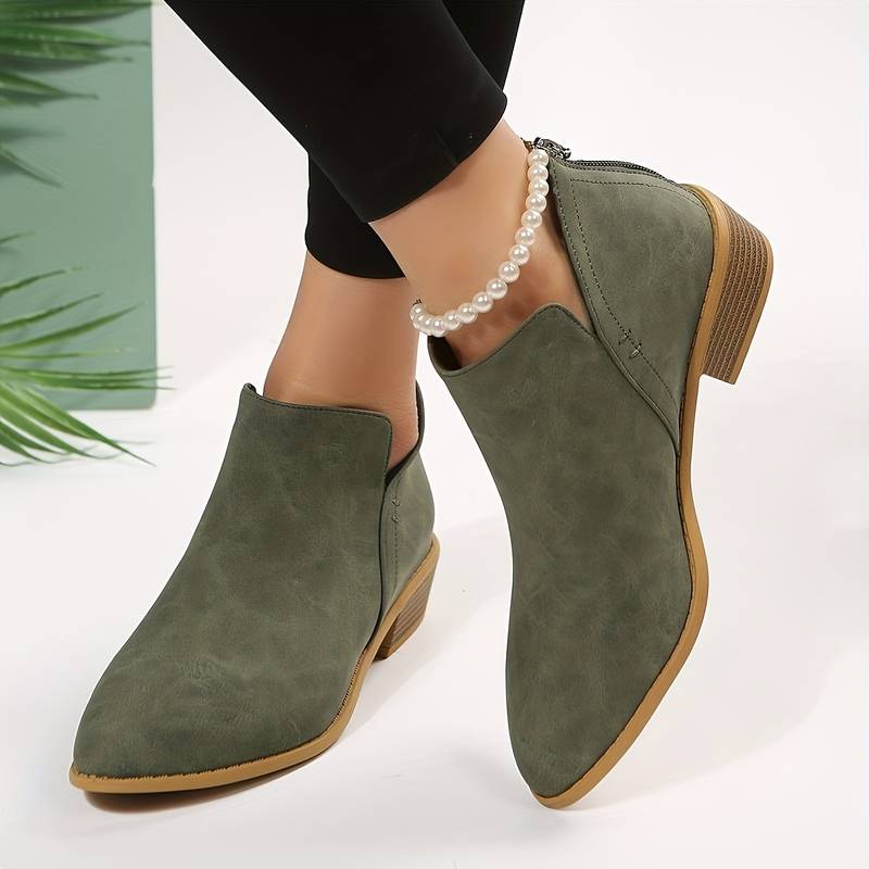 Damen Wildleder Stiefeletten mit niedrigem Absatz 0