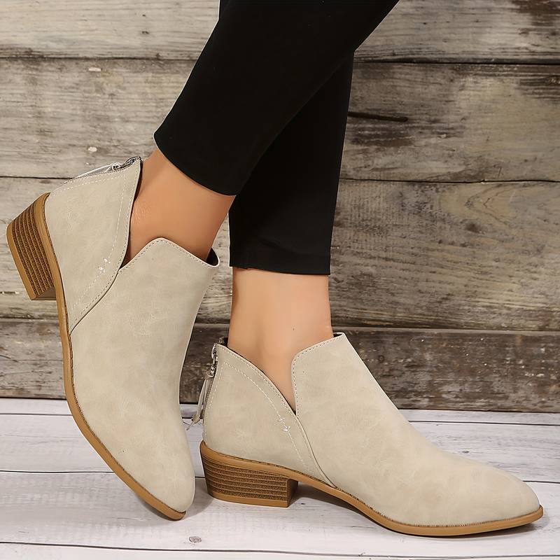 Damen Wildleder Stiefeletten mit niedrigem Absatz 1