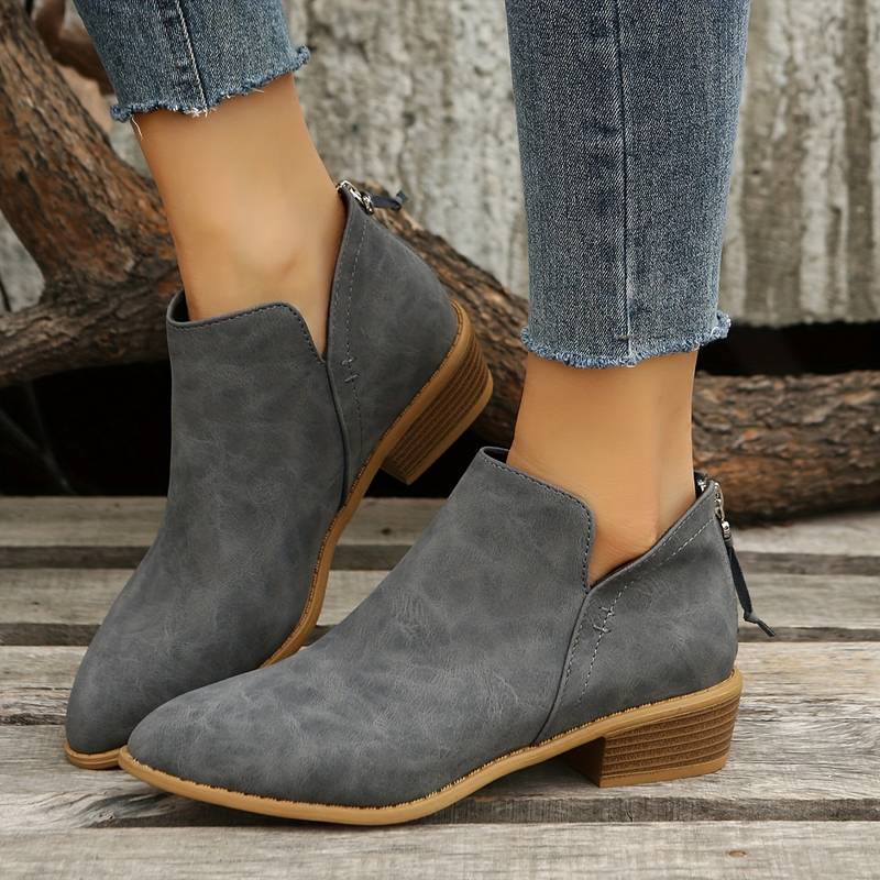 Damen Wildleder Stiefeletten mit niedrigem Absatz 2