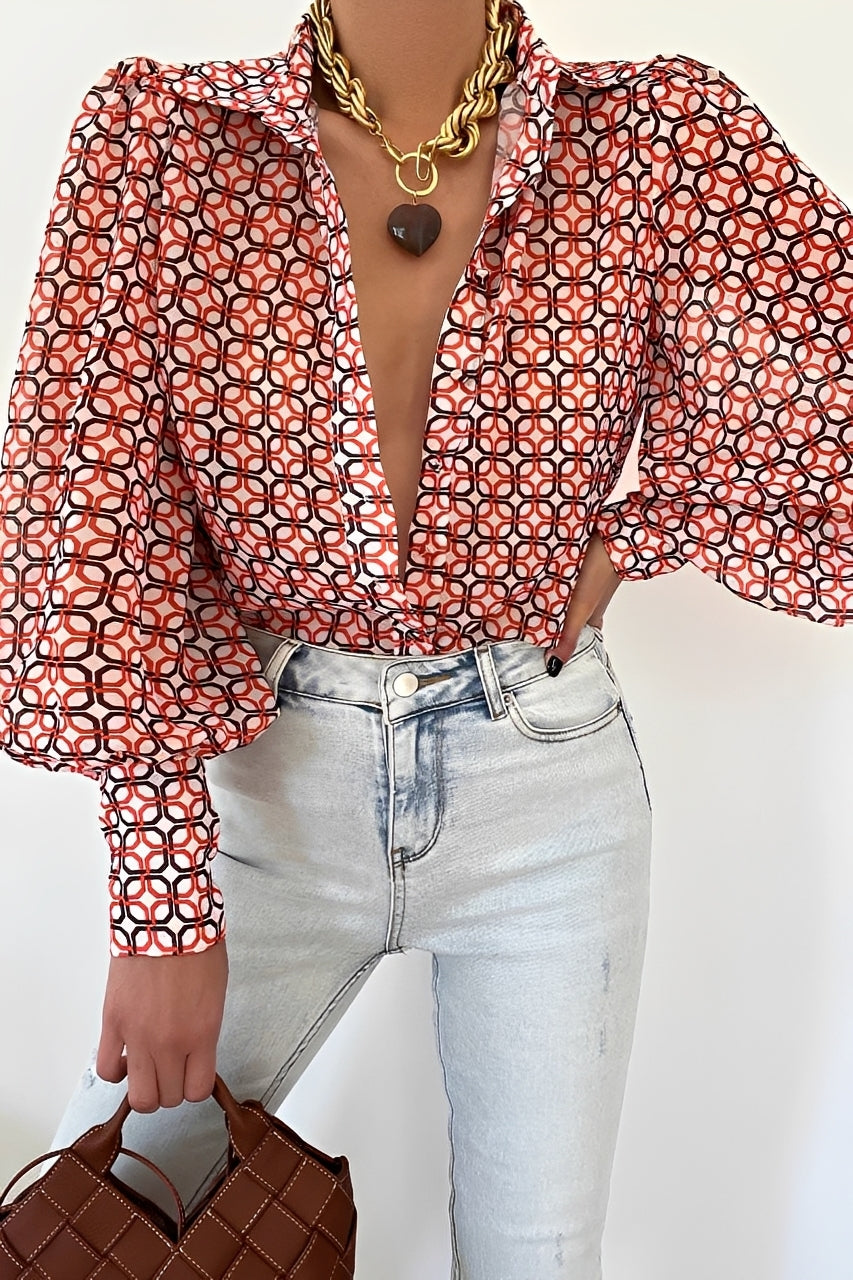 Damenbluse | Laternenärmel & Statement-Look