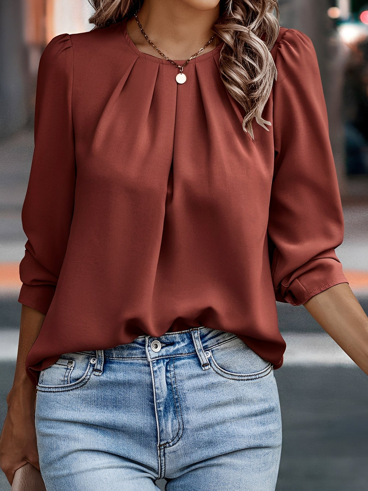 Damenbluse | Weite Ärmel & Eleganter Fall