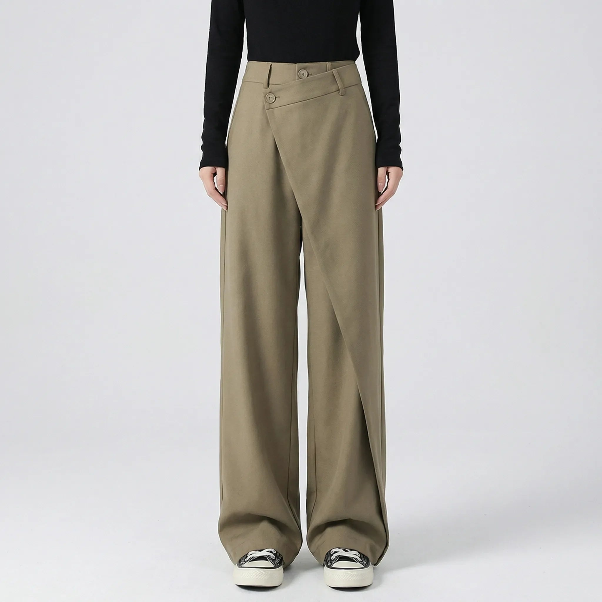 Damenhose | Wide-Leg Schnitt & Wickel-Optik für Elegante Linie