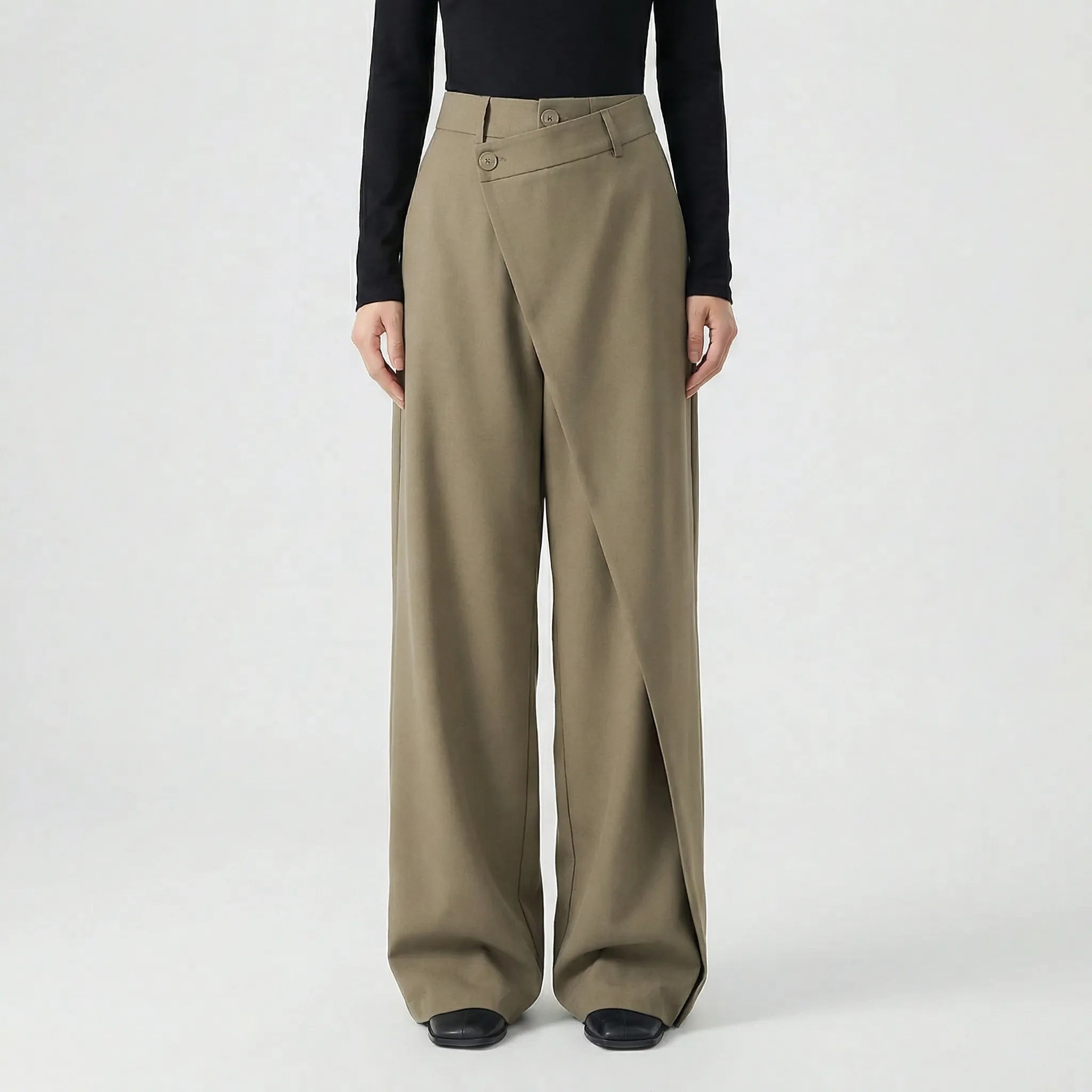 Damenhose | Wide-Leg Schnitt & Wickel-Optik für Elegante Linie