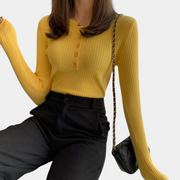Maglione da donna in maglia a coste elastiche per comfort e vestibilità lusinghiera - Lozenda