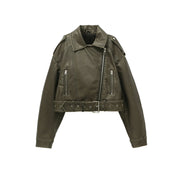 Daphne - Veste courte en cuir vintage
