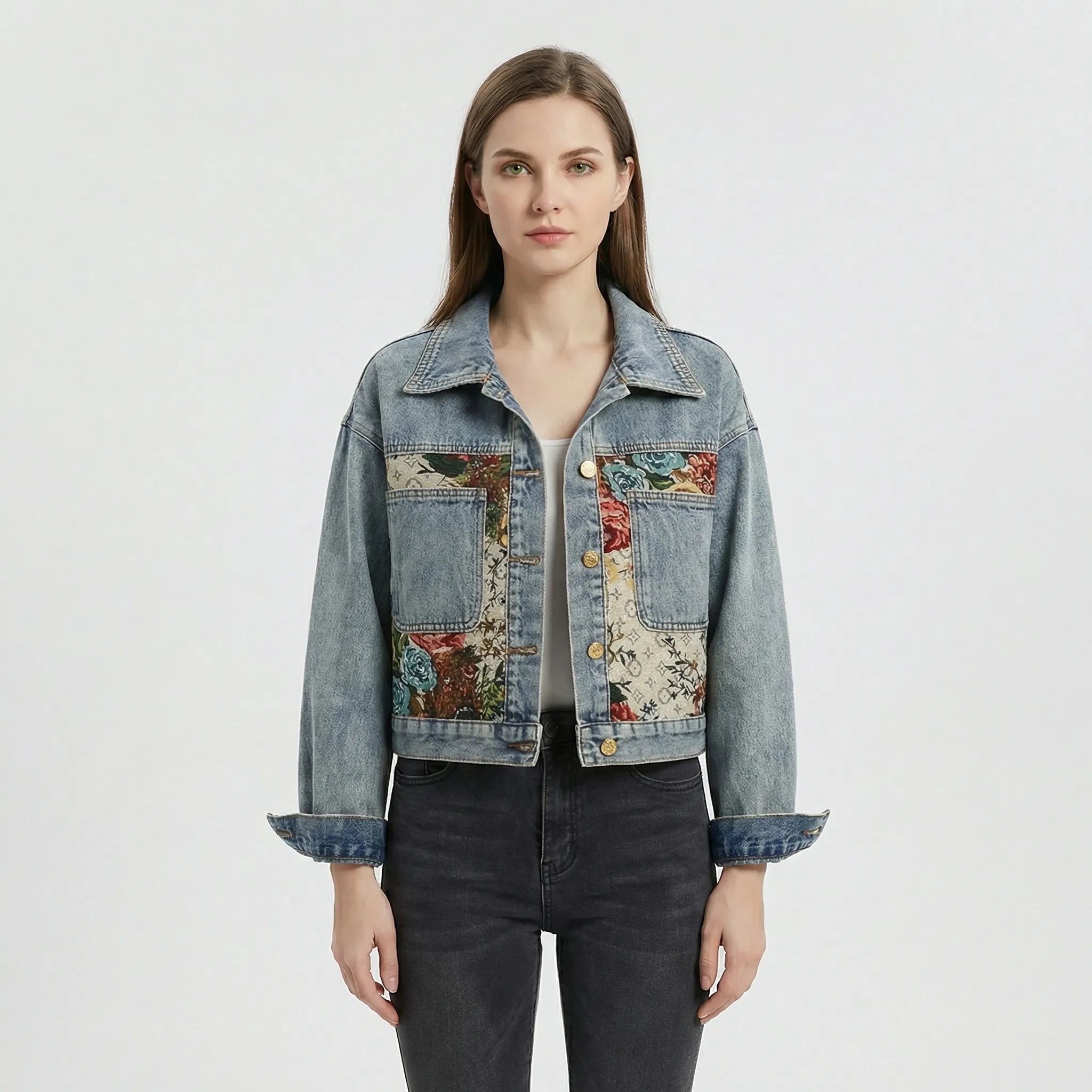 Denim Jacke Damen | Gekürzter Schnitt & Statement-Druck
